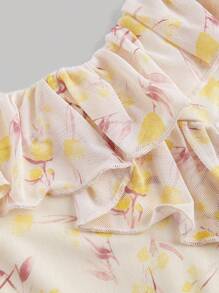 SHEIN MOD Vestido largo de punto floral rosa para el verano, vestidos de mujer rosas, vestido de graduación - Amarillo - Ver 3