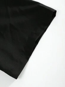 Manfinity Homme 男士純色鈕扣襯衫和短褲，適用於夏季 - 黑色 - 查看 6