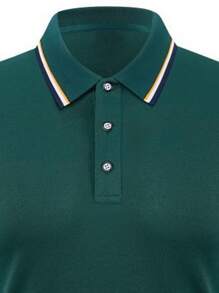 Manfinity Dauomo Camiseta polo diaria sencilla de unicolor para hombre