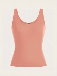 Slaydiva Women's Summer U-Neck Cropped Tank Top And Drawstring Pocket Shorts Set Outfits - Dusty Pink - View 5