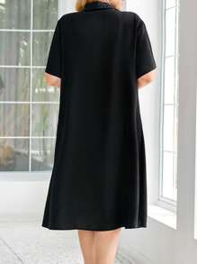 大码休闲个性化荷叶边短袖夏季衬衫裙