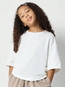 SUMWON 少女鬆緊上衣和降落傘褲2件套裝 - 卡其色 - 查看 3