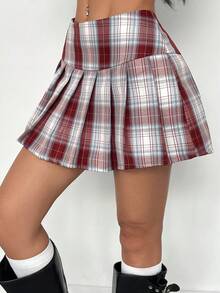 SHEIN Unity Colorful Plaid Pleated Graduation Skirt - Multicolor - View 6