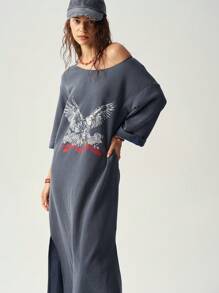 Bohemela 女士度假主題印花洋裝 - 藍色 - 查看 1