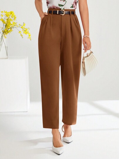 SHEIN Clasi Solid Slant Pocket Suit Pants Without Belt In Fall/Winter