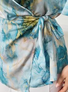 Modelyn Camisa simple diaria de manga corta estampada para mujer de talla grande