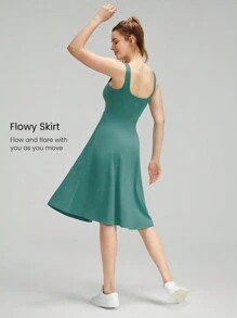 GLOWMODE Modal Square Neck Pocketed Maxi Slip Dress - Green - View 2