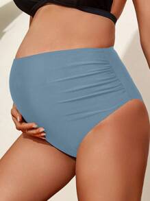 SHEIN Bottom de bikini de embarazo plisado liso para el verano