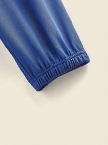 THE HAPPY LOOK Teen Boys' Solid Color Elastic Waist Drawstring Casual Sports Loose Trousers, Comfortable For Home, Spring/Summer/Autumn/Winter - Blue - View 3