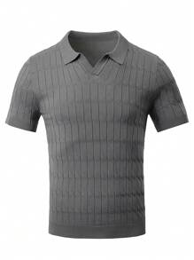 Manfinity Homme Camiseta de punto para hombre de manga corta, simple y llana, para uso diario