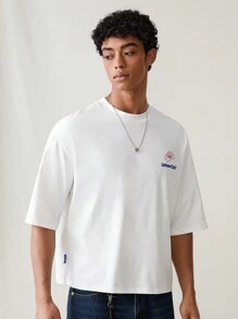 SWAVVY Camiseta de manga corta casual y holgada con estampado floral gráfico de punto para hombre, camiseta cuadrada de moda, regalo para el novio, verano - Blanco - Ver 5