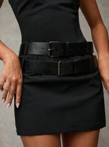 SHEIN BAE Vestido entallado sólido con cinturón para vacaciones