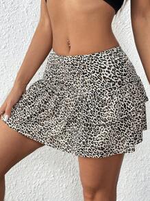 Flirla Willekeurig gesneden damesrok met luipaardprint