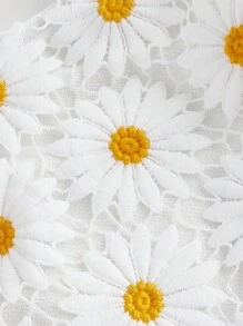 SHEIN MOD Áo yếm ren hoa cúc trắng cỡ lớn - trắng - Xem 3