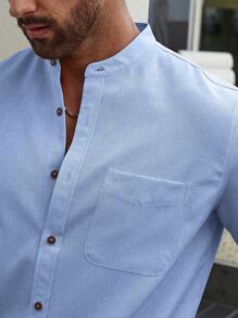 Manfinity Homme 鬆身男士短袖中式立領襯衫