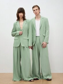 Manfinity INSISELF 2入組男款寬鬆長袖編織休閒套裝，適用於春秋季節 - 薄荷綠 - 查看 1