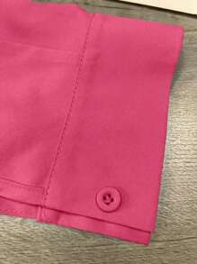 INAWLY 加大纯色落肩开衩下摆女式衬衫