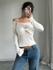 Lunelith SHEIN Lunessa Seksowny sweter damski z odkrytymi ramionami