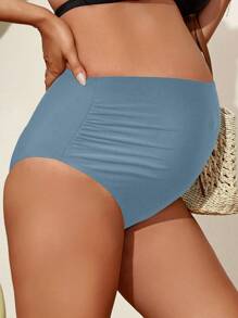 SHEIN Bottom de bikini de embarazo plisado liso para el verano