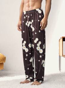 Men's Random Printed Home Pants - Black - View 8