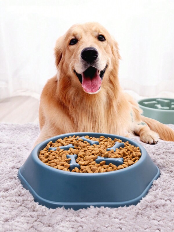 PETSIN 1 pezzo Ciotola per animali domestici a lenta alimentazione, ciotola per animali sana anti-ingestione, ciotola a lenta alimentazione a forma di osso per animali domestici, per cani e gatti, antiscivolo, anti-soffocamento, adatta per animali domestici piccoli e medi, blu