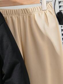 Set de 2 piezas de sudadera con estampado de letra y pantalón de chándal informal deportivo para niño preadolescente