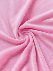 SHEIN Set abbinato di maglietta e pantaloni in maglia elastica scintillante colore rosa ghiaccio casual, adatto per uscire, per bimba e mamma (set da 2 pezzi venduti separatamente)