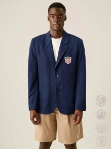 Manfinity VCAY Chaqueta de traje de manga larga holgada tejida para hombre, de vuelta a la escuela