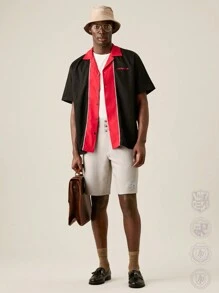 Manfinity VCAY Men's Casual Loose-Fit Straight Cut Shorts / Long Pants With Single Breasted Button,Back To School - Khaki - View 4