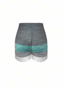 Women Elastic Waist Drawstring Coconut Tree Print Slim Fit Beach Holiday Shorts, Comfortable Home Wear, Suitable For Summer
