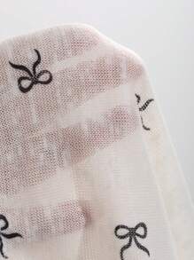 DAZY Bow Print Drop Shoulder Tee For Spring And Summer Sheer Long Sleeve Women Tops