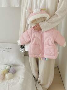 Baby Girl Adorable And Chic Sheep Padded Coat - Pink - View 5