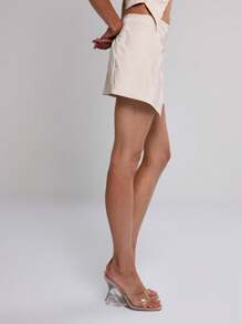 MUSERA Wrap Front PU Leather Mini Skirt Elegant Summer Sexy Party Vacation Holiday Festival - White - View 4