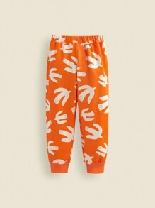 THE HAPPY LOOK Spodnie dresowe dla młodych dziewcząt w kolorze pomarańczowym, z nadrukiem mewy, z elastycznym pasem i sznurkiem, o luźnym kroju, wygodne do noszenia na co dzień, na zewnątrz i w czasie wolnym, jesień/zima - Pomarańczowy - Zobacz 2