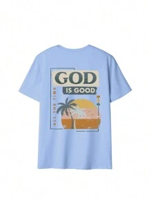 Women's Round Neck Letter Print Loose Fit Short Sleeve Casual T-Shirt