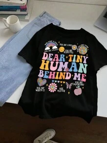 Howell This Casual And Versatile Letter-Style Seaside T-Shirt Is Suitable For Spring And Summer, Offering Comfort And Elasticity - Black - View 5