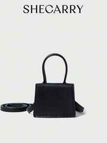 Mini Flap Satchel Bag - Black - View 3