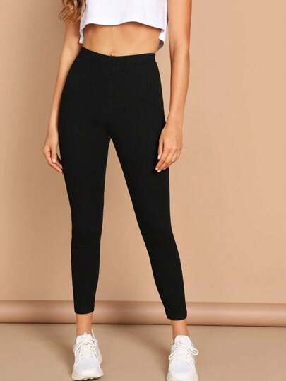Solid High-Rise Ankle-Cut Leggings