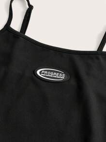 SHEIN EZwear Women'S Knitted Spaghetti Strap Tight Jumpsuit Unitard - Black - View 4