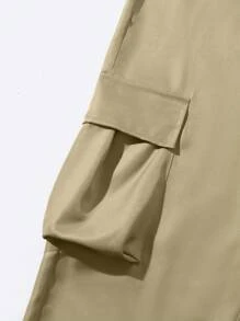 3pcs Set Teen Boys Casual Solid Hoodie, Letter Print T-Shirt, And Solid Color Cargo Pants - Multicolor - View 8