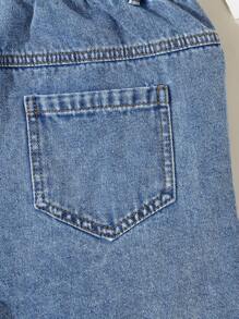 SHEIN Teen Girls' Simple Ruched Short Sleeve Top And Shorts Set - Multicolor - View 5