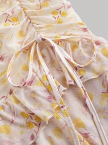 SHEIN MOD Vestido largo de punto floral rosa para el verano, vestidos de mujer rosas, vestido de graduación - Amarillo - Ver 4