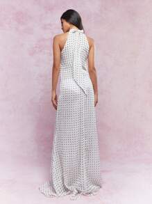 MISSGUIDED Đầm Maxi Cổ Halter Chấm Bi Hai Lớp Trong Suốt - trắng - Xem 2