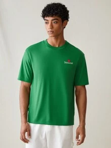 Manfinity VCAY T-shirt décontracté à manches courtes et ample pour homme tricoté à la mode pour un port quotidien, style jeune - Vert - Voir 3