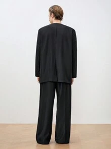 Manfinity VCAY 2pcs/Set Men's Woven Casual Long Sleeve Suit, Suitable For Spring And Autumn Seasons - Black - View 6