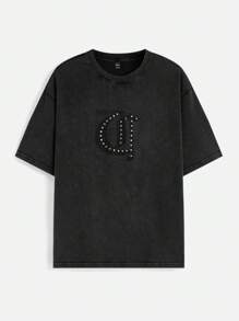 Manfinity NXTstreet Men's Wide Round Neck Short Sleeve Knitted T-Shirt Set - Black - View 8