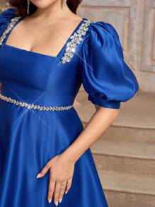 SHEIN Belle Plus Size Blue Ball Gown (Heavy-Duty) Elegant Prom Semi Formal Wedding Guest Dress, For Birthday, Graduation, Homecoming - Blue - View 1