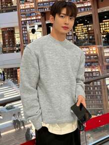 DAZY 男士灰色圓領休閒長袖毛衣，秋季