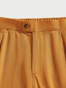 Manfinity VCAY Men's Woven Casual Shorts, Mid-Waist, Elastic Waistband, Straight Cut, Suitable For Daily Wear In Summer - Brown - View 3