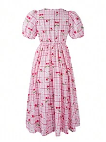 Tween Girls' Ditsy Floral Short Sleeve Dress, Perfect For Vacation, Picnic, And Play